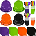 336 Pcs Halloween Party Plates and Napkin Set, Gradient Scalloped Tableware by Unknown