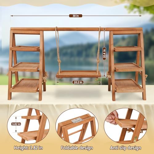 Flenpptly Wooden Cupcake Stand, 3 Tier Cupcake Display Stand, Brown - Image 3