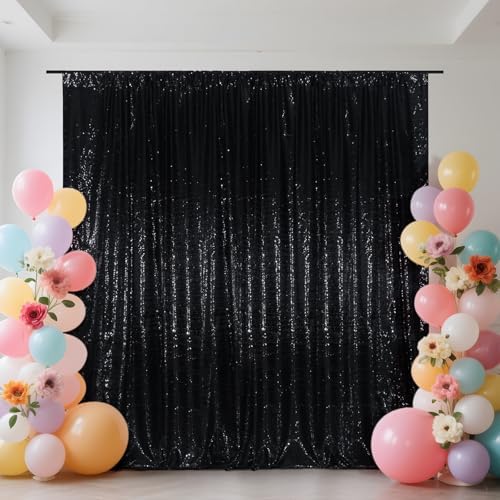 SquarePie 6x8ft Black Sequin Backdrop Glitter Background for Halloween - Image 3