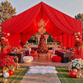 50ftx40ft Red Ceiling Curtain for Christmas Parties by PartyVillage