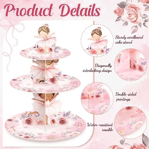 3 Tier Ballerina Party Decoration Ballerina Cupcake Stand - Image 3