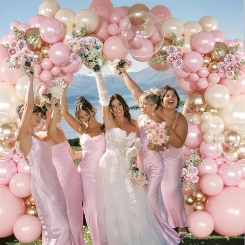 Pink and Gold Balloon Arch Kit Pearl Pink Balloon Garland Kit - Image 2