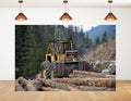 17x10ft Fabric Vintage Logging Tractor Backdrop Old Yellow Log Truck Timber Mountain Woods Photography Background Tapestry Party Rural Lumber Scene Decorations Banner Photo Booth Props by Unknown