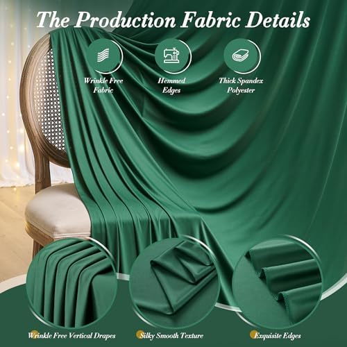 10 ft x 8 ft Wrinkle Free Hunter Green Backdrop Curtain for Parties, Fabric Dark Green Photo Backdrop Drapes 2 Panels 5x10ft for Baby Shower Wedding Birthday Party Photography Curtains - Image 4