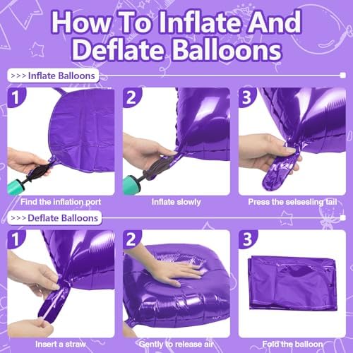 NISOCY 25PCS Metallic Purple Square Foil Balloons Wall Backdrop - Image 3
