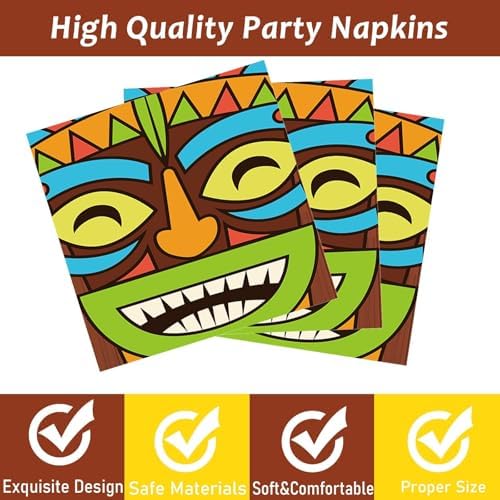 CHUNNIN 200 PCS Summer Tiki Party Plates Napkins Hawaiian Aloha Tableware Set Tropical Luau Themed Decoration Dessert Plates Forks Serve 50 Guests for Beach Picnic Pool Birthday Party Favor Supplies - Image 4