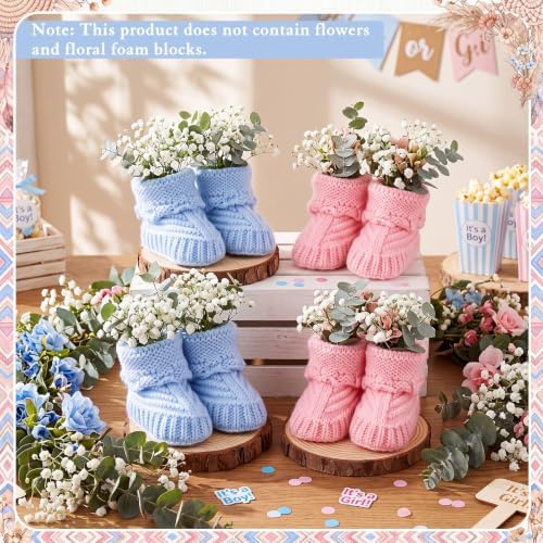 Tranqun 4 Sets Baby Booties Centerpiece No Floral DIY,Classic,Pink,Blue - Image 4