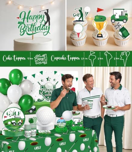 342pcs Golf Party Decorations, Golf Birthday Decorations Include Golf Plates and Napkins Set, Banner Hanging Swirls Tablecloth Cupcake Topper Balloon, for Golf Birthday Party Decorations, Serves 50 - Image 6