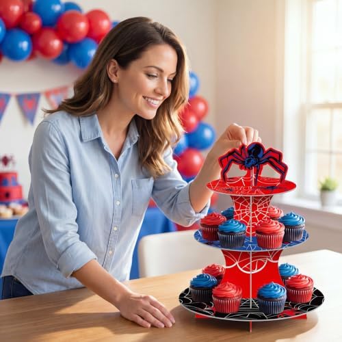 3 Tier Spider Cupcake Stand Spider Birthday Party Decorations - Image 7