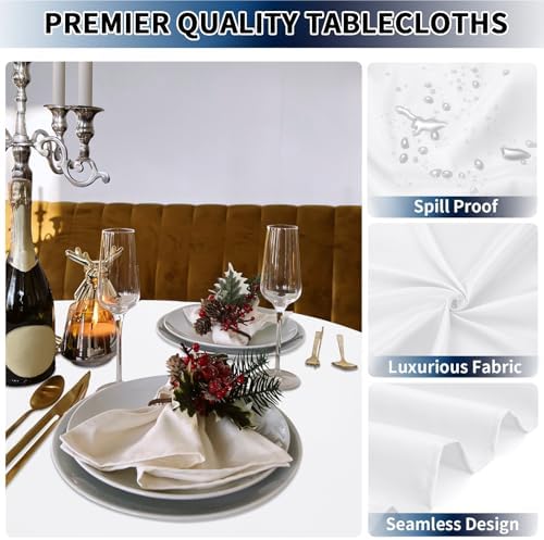 PureFit 6 Pack White Round Table Cloths 70 Inch for Round Table - Image 2