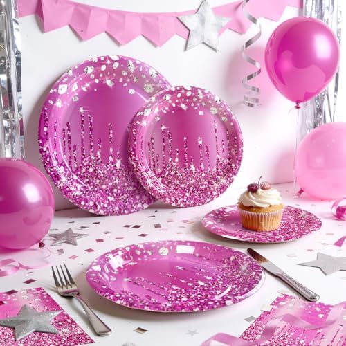 75Pcs Rose Red Diamond Party Decorations, Plates and Napkins for 25 Guests - Image 7
