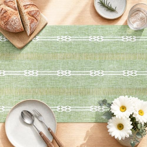 Rustic Linen Farmhouse Table Runner, Woven Boho Table Runner 13" × 36" - Image 2