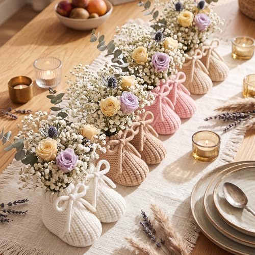 Tranqun 4 Sets Baby Booties Centerpiece No Floral DIY,Low Top,Pink by Tranqun