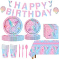 170 Pcs Mermaid Party Supplies Disposable Tableware Set for 24 by EUVBOKW