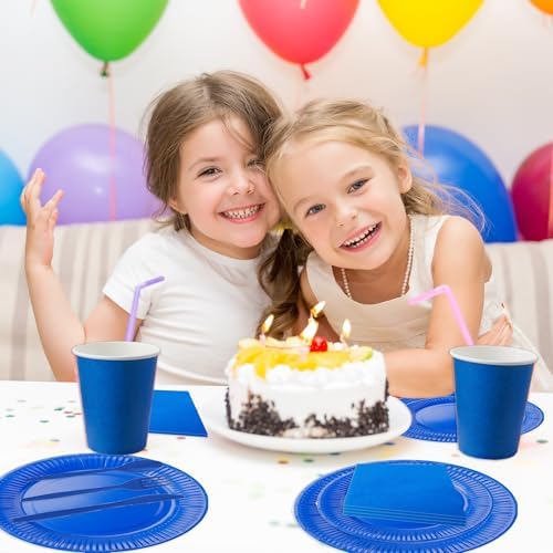 210pcs Blue Plates And Napkins Party Supplies -Plastic Silverware, Paper Cups And Plates.Napkinsdisposable Party Cutlery Set Serves 30 - Image 5