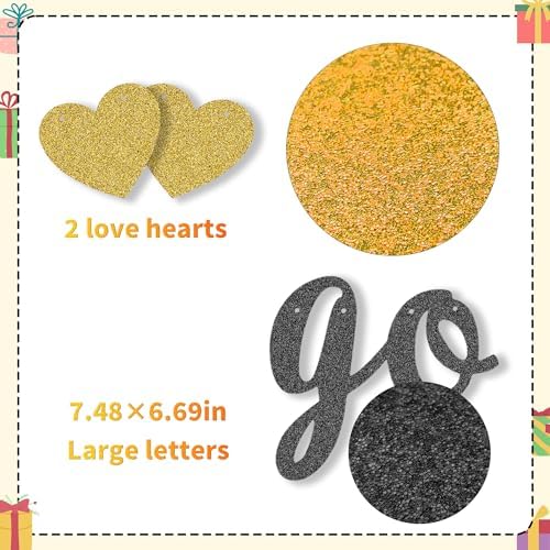 Good Luck We Will Miss You Banner Glitter Black Gold Banner Balloon Garland Decorations Supplies for Retirement Party Goodbye Party Going Away Party Graduation Leaving Away Office Home Farewell Party - Image 4