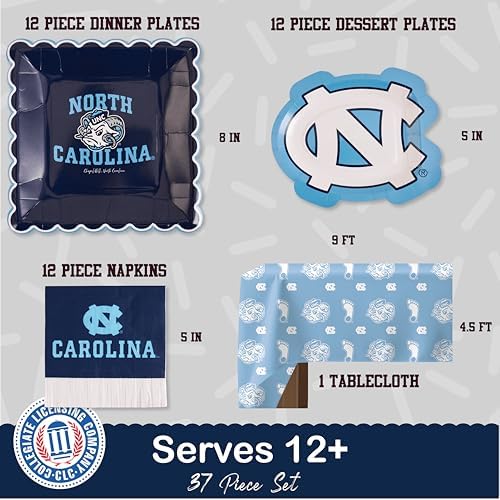 UNC Tar Heels Plates Napkins Party Decor Graduation Supplies 37 Pc - Image 3