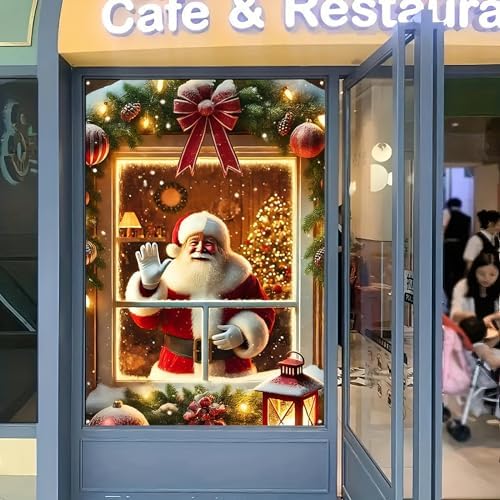 BlissYard Waving Santa Claus Christmas Window Banner 31x47 - Image 5