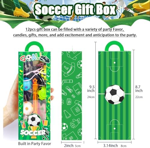 208Pcs Soccer Party Favors for Kids Boys, 12 Guests Goodie Bag Fillers with Rotatable Finger Stress Toys Whistles Bracelet Keychain Sticker for Birthday Party, Classroom Rewards & Return Gifts - Image 4