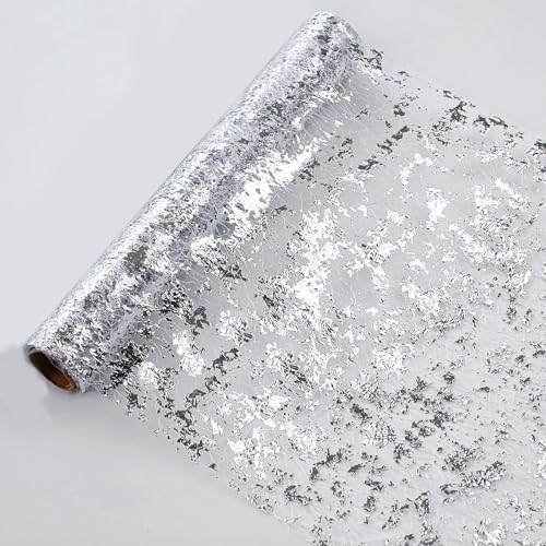 Snowkingdom Glitter Metallic Silver Table Runner 11 Inch x 32 Feet Thin Mesh Sparkle Runner Roll Silver Table Decorations for Wedding Bridal Shower, Baby Shower, Christmas, Birthday Party （1PC） by Snowkingdom