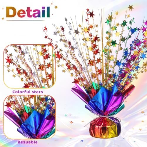 Fuutreo 12 Pack Rainbow Star Spray Centerpieces, Birthday Party Decorations - Image 3