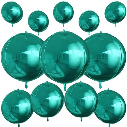 12PCS Dark Green Round Foil Balloons 22" 15" 10" Large Chrome Green Balloon by vibzox