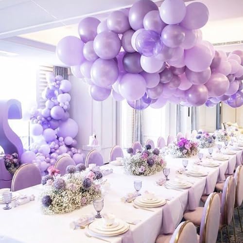 PartyWoo Pearl Lavender Balloons 50pcs Pearl Light Pastel Purple Lilac - Image 5