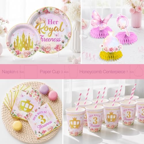 193pcs Her Royal Threeness Birthday Decorations Tableware Set, 25 Serves - Image 5