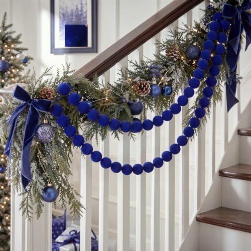 Canlierr 2 Pcs 6.5ft Christmas Velvet Ball Garland Mantle Decorations 60mm - Image 5
