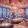 Thenshop Pink and Gold 220 Pcs Balloons with String Party Decorations by Thenshop