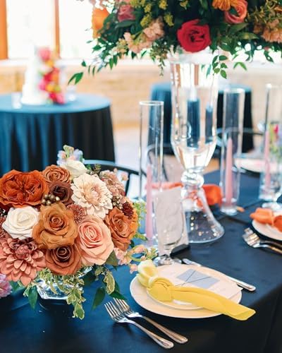 FACINOC Orange Roses Artificial Flowers Fall Fake Flower Bulk for DIY Wedding Bouquet Bridal Baby Shower Centerpiece Table Decorations Faux Floral Arrangements for Party Home Decor Cake Decorating - Image 6