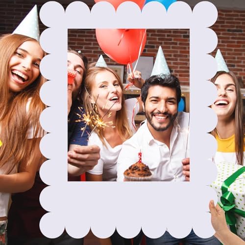 Beeveer 32 x 24 in Large Photo Booth Frame Props,White Scalloped Vertical by Beeveer
