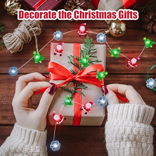 Christmas Lights Santa Snowflake Christmas Tree String Lights, 30 LEDs 10ft Battery Powered, Christmas Decorations Xmas Fairy Lights for Wreath Window Fireplace Tree Poster Board Home Decor - Image 6