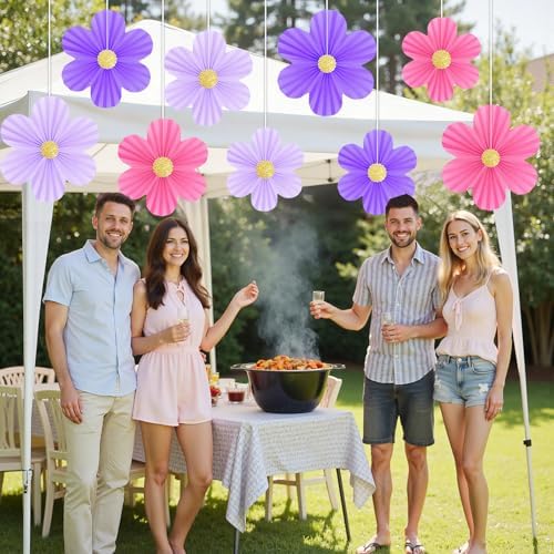 Pink and Purple Birthday Decorations Pink and Purple Flowers Wall Decor - Image 6