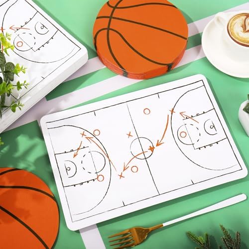 Whaline 90Pcs Basketball Plates Napkin Set Basketball Court Paper Plates Orange Sport Ball Disposable Napkins for Sport Birthday Tableware Supplies, Serves 40 - Image 3