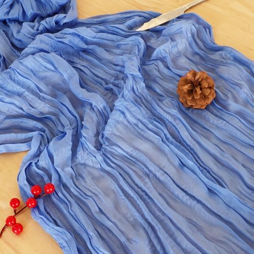 1 Pack Blue Cheesecloth Table Runner 120 Inch Boho Wedding Decor - Image 5