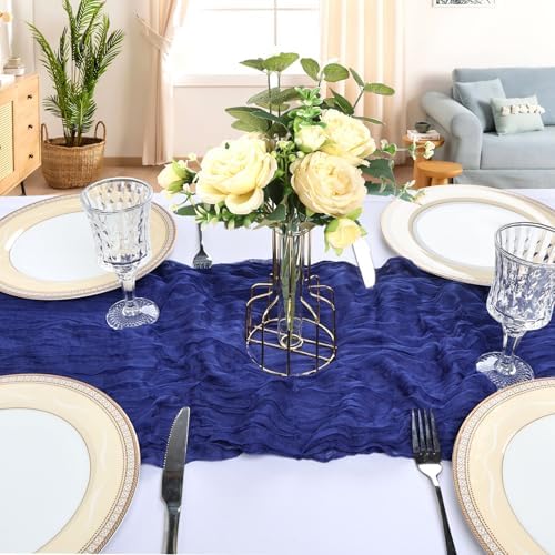 12 Pack 10Ft Royal Blue Cheesecloth Table Runner 23 x 120 Inch - Image 4
