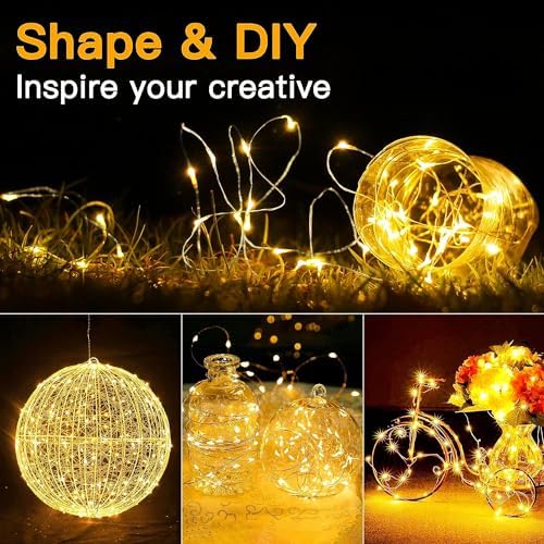 20 Pack Fairy Lights Battery Operated 7ft 20 LED Mini String Lights Twinkle Lights Silver Wire Firefly Starry Lights for Mason Jars Wedding Party Christmas Centerpiece Decor, Warm White & Cool Whtie - Image 7