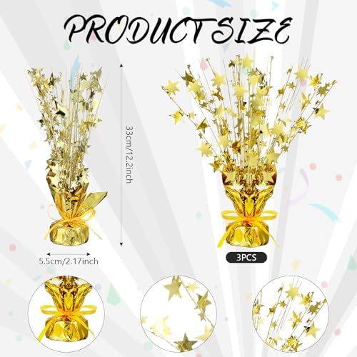 Crowye 6 Pcs Gold Foil Spray Centerpieces, Wedding Table Decor, Medium Star - Image 3