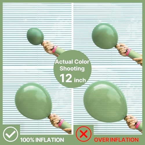 PartyWoo Sage Green Balloons 140pcs Olive Eucalyptus Dusty Green Boho Color - Image 3
