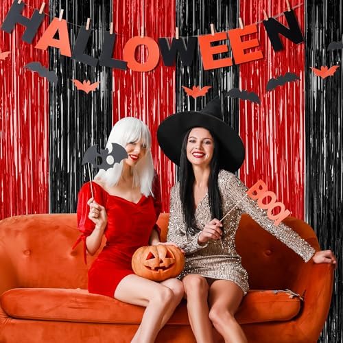 ZATAYE 8 Pack Black Red Halloween Foil Curtain Streamer Decorations - Image 5