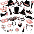 Zonon 24 Pcs Funny Photo Booth Props Set Black Gold Birthday,Rose Golden by Zonon