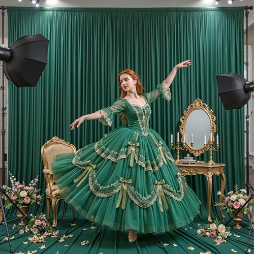 10x12ft Hunter Green Backdrop Curtain Panels for Parties - Wrinkle Free Polyester Photo Curtain Backdrop Wedding Back Drop Fabric Drapes for Party Decorations Background for Photography - Image 6