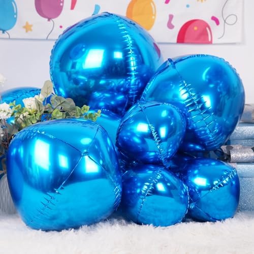 12PCS Dark Blue Round Foil Balloons 22" 15" 10" Metallic Blue Balloons - Image 4