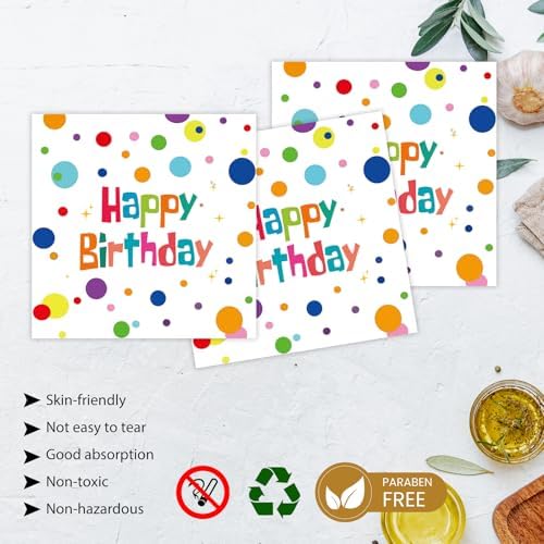Birthday Plates & Napkins, Colorful Dots, 7 Inch, 50PCS - Image 5