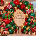 Green and Red Christmas Balloons Double Stuffed Pearl Dark Red Green Gold Balloon Garland Arch Kit Candy Cane Box Balloons for Happy Christmas Holiday New Year Birthday Party Decorations by Aurovia