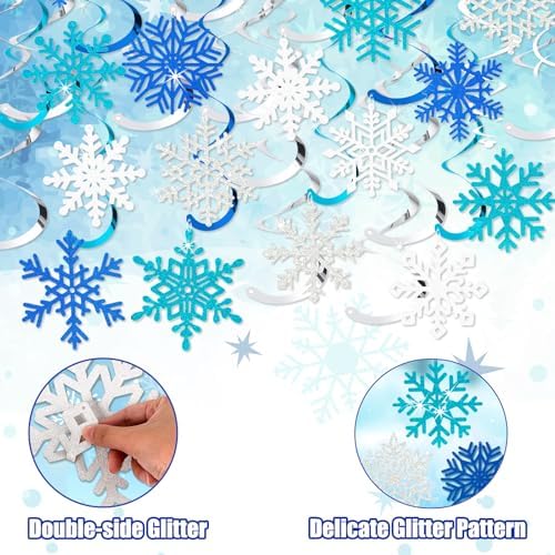 Snowflake Decorations, Christmas Hanging Decor, 48 Glitter Snowflake Swirls - Image 4