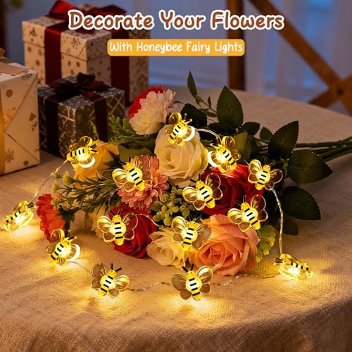 Coquimbo Bee Decorations String Lights, 10ft 30 LED Cute Honeybee Fairy Lights Battery Operated, Gifts for Women Girls Boys Kids, Room Decor for Bedroom Plants Patio Party Wedding Party Xmas - Image 5