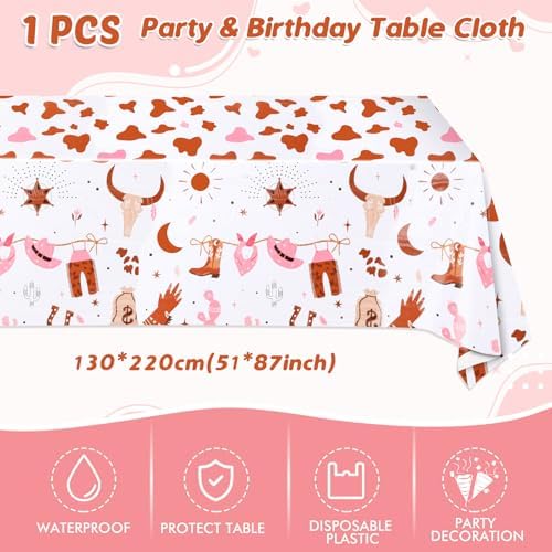 Western Cowgirl Birthday Party Supplies - Wild West Theme Decoration Tableware Include 20 Plates, Napkins and Tablecloth (Serve 20) - Image 5