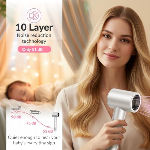 High-Speed Professional Hair Dryer with Negative Ion Technology Lightweight, Low Noise Blow Dryer with Diffuser & Concentrator Nozzle, Salon-Quality for All Hair Types for Women/Men - Image 5